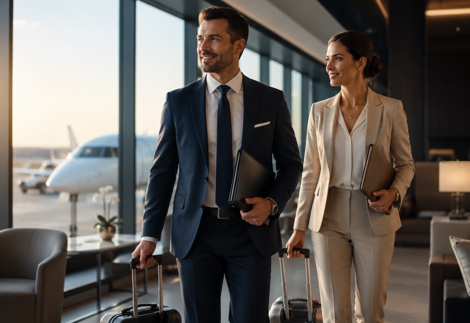 Business travellers in a corporate meeting arranged by Blue Oasis